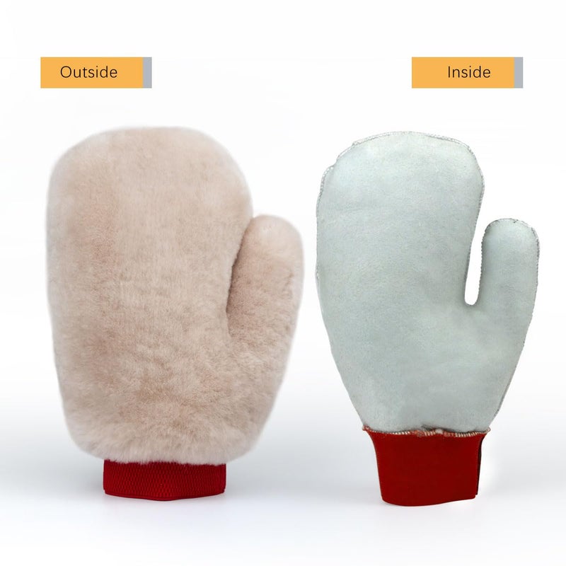 Gracefur Ultra-Soft Car Wash Mitt Double-Sided Sheepskin Wash Mitt, Scratch-Free Detailing Lambswool Extra Large Size Cleaning Gloves for Cars (Fingers, Pink) - Image 2